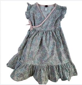 Tea Collection Wrap Dress Girl Size 6Y Floral Cottage Ruffled Hem Girly - Picture 1 of 8