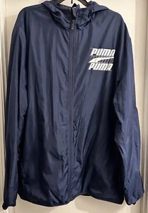 Puma Windbreaker Blue Full Zip Polyester Hoodie Jacket Mens Size XXL - Picture 1 of 3
