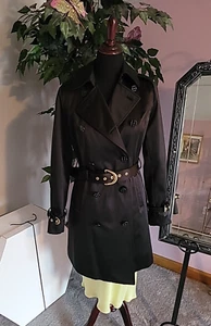 Betsey Johnson Heavy Satin Black Short Trench - Picture 1 of 14