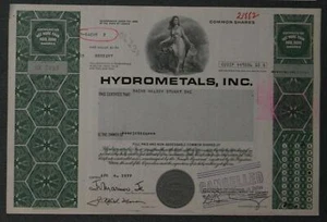 Hydrometals, Inc. 1977 15 Shares - Bild 1 von 1