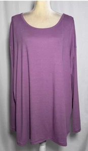 Westbound Women T-Shirt Top Tunic Blouse 3X Cotton Long Sleeves Jersey Lilac New - Picture 1 of 9