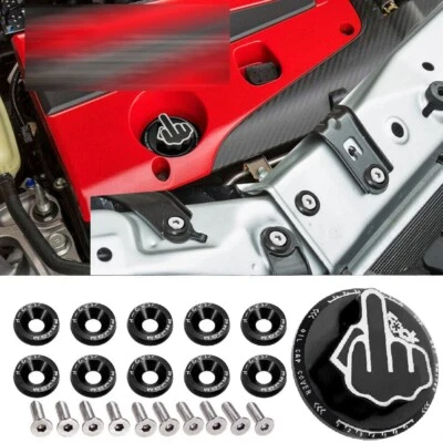 Black Middle Finger Oil Tank Cap Engine Bay Dress Up For Honda Accord Decoration - Image 1 of 4
