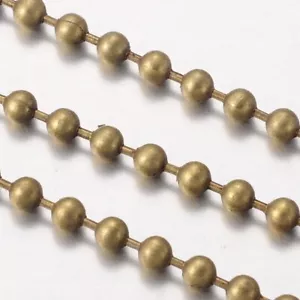 4 Metres Antique Bronze Tone Iron Ball Bead Chain Dog Tag Jewelery Making 3.2 mm - Picture 1 of 2