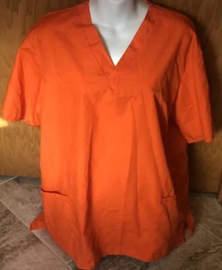 Natural Uniforms Bright Orange Medical Worker Scrub Top Size Medium - Picture 1 of 3