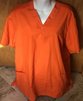Natural Uniforms Bright Orange Medical Worker Scrub Top Size Medium - Image 1 of 3
