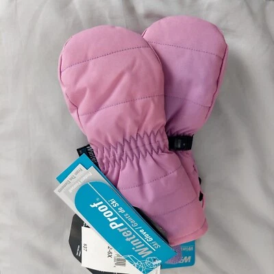 Guantes de esquí a prueba de invierno para niñas guantes púrpura rosa talla 2-6X impermeables a prueba de viento Foto 1 de 4
