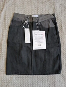 Triarchy Atelier Denim Skirt Women 27 Black Gray Button Fly California NWT - Picture 1 of 13