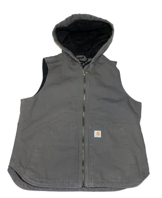 Chaleco acolchado aislante con capucha gris Carhartt Washed Duck para mujer talla M (8-10) Foto 1 de 4