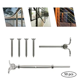 50 Confezioni T316 Kit Tensionatore Ringhiera Filo Acciaio Inox per Ringhiera Cavo 1/8" - Foto 1 di 21