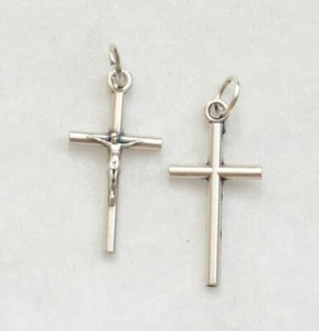 Crucifix, 25mm Metal Cross & Corpus, Silver Tone Pendant, Quality, Made in Italy - Picture 1 of 2