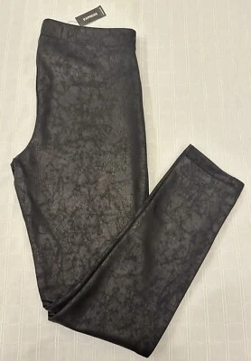 Express Snake Skin Faux Leather Black Leggings New L Large  - Image 1 of 4