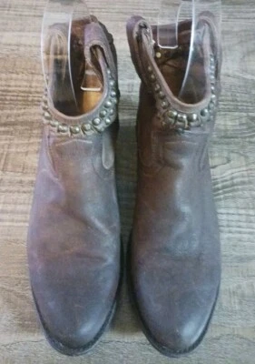 Botas Frye Diana Marrón Envejecido Cuero Tachonado Tobillo Moto Western Informales 9B Foto 1 de 4