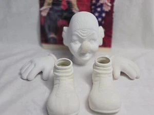 Ceramic bisque Clown Doll head hands &feet unfinished-1985 C-Ramics/Western Mlds - Picture 1 of 12
