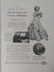Anuncio impreso vintage de ferrocarril Pullman 1937 con cantante de ópera Gladys Swarthout - Imagen 1 de 1