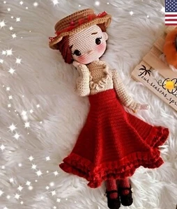 CROCHET PATTERN COPY EDWARDIAN AMERICAN AMIGURUMI DOLL 30CM WITH 4ply YARN 386 - Picture 1 of 4