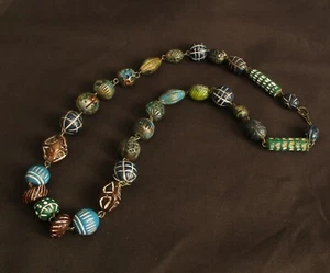 Ungewöhnliche afrikanische Tonperlenkette, Stammesperlen aus Mali, ethnischer Schmuck - Bild 1 von 4