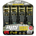 (4-Pack) 1 in. x 8 ft. Camo Ratchet Strap, Double S-Hook Ends 