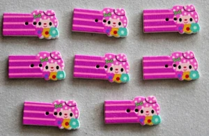 8 Printed Wooden 30mm x 15mm Buttons - Picture 1 of 2