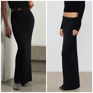 Maxi Falda Lápiz Cachemira ETERNE Negra Abertura Trasera Minimalista Dinero Antiguo XS/S $595 - Imagen 1 de 10