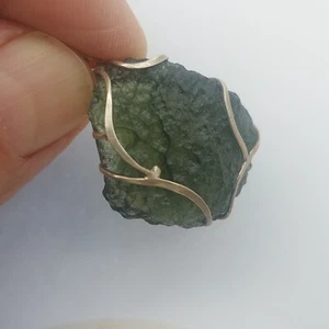 Moldavite Pendant 925 Silver 7.45g/37.25ct Prong Set Certificate of Authenticity - Picture 1 of 7
