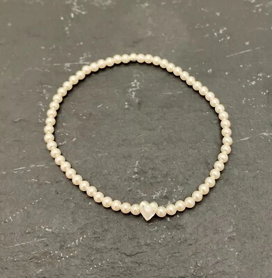 PEES Feengleich Perlenarmband / Armband "Herz" Weiß / silber - FGA6W - Bild 1 von 2