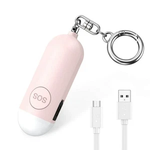 130Db Personal Safety Alarm Keychain with LED Flashlight for Women & Kids Pink - Picture 1 of 12