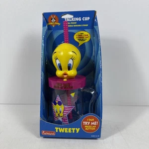 Vintage 1997 Funomenon Looney Tunes sprechende Tasse Warner Bros Tweety mit Strohhalm - Bild 1 von 7