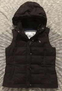 ABERCROMBIE & FITCH Ladies Stylish Warm Gilet Detachable hood, Brown, Small - Picture 1 of 9