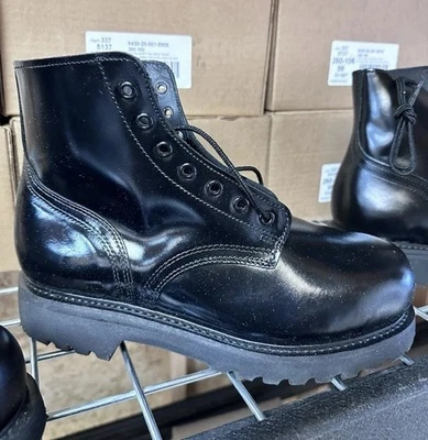Antigo Novo com Caixa Biqueira de Aço 5137 Vibram Preto Botas de Combate Couro Segurança Tamanho 13 - Imagem 1 de 4