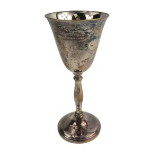 Vintage Silver plated on brass Wine Goblet "Cavalier" Marked - 6" Tall - Picture 1 of 6