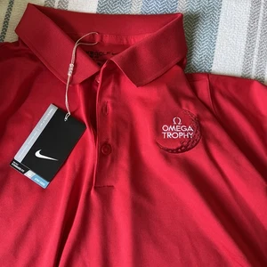 Nike Golf Dri-FIT Polo Shirt Men's XL Red Omega Trophy Moisture Wicking Athletic - Picture 1 of 6