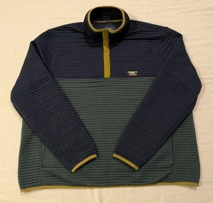 LL Bean Pullover Sweater Mens 2XL Navy Green Slightly Fitted Quarter Colorblock - Picture 1 of 8
