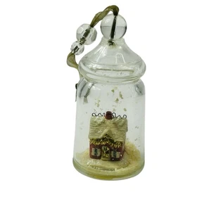 Vintage Hallmark Glass Jar Dry Snow Globe House Christmas Ornament 3 1/2" - Picture 1 of 7