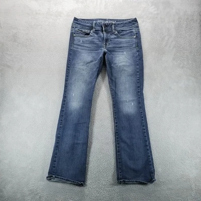 American Eagle Jeans Womens 8 Blue Kick Boot Low Rise Dark Wash Stretch - Image 1 of 4