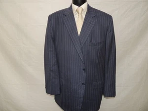 Bespoke Men's Blue Chalk Stripe Holland & Sherry Custom Suit 52 L Pants 49X32. - Picture 1 of 17