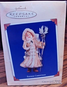 HALLMARK Keepsake Ornament Father Christmas 2004 Gold Tan Colors-Handcrafted N26 - Picture 1 of 6