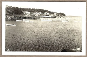 New Harbor, ME RPPC Homes and Boats Near Point - Lorimer E. Brackett #692 - Picture 1 of 2