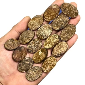 16 Pcs Natural Brown Bronzite Druzy Cut 26-30mm Loose Untreated Gemstones Lot - Picture 1 of 7