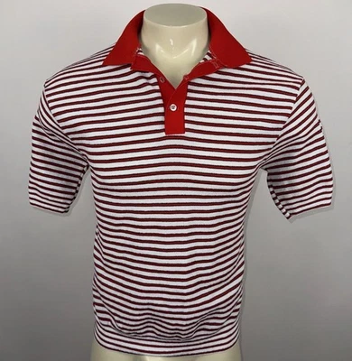 Vtg 60s 70s Aware Shirt Knit Stretch Polyester Striped Disco Madmen USA Mens XL - Image 1 of 4