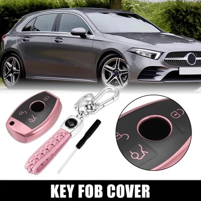 Funda Llavero Mando a Distancia con Llavero Rosa para Mercedes Benz C E S M CLS Foto 1 de 4
