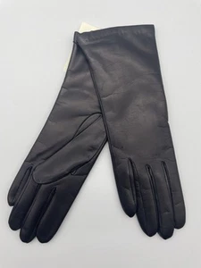 Guanti Talbots in pelle nera, taglia 7 fodera in cashmere, nuovi con etichette - Foto 1 di 4