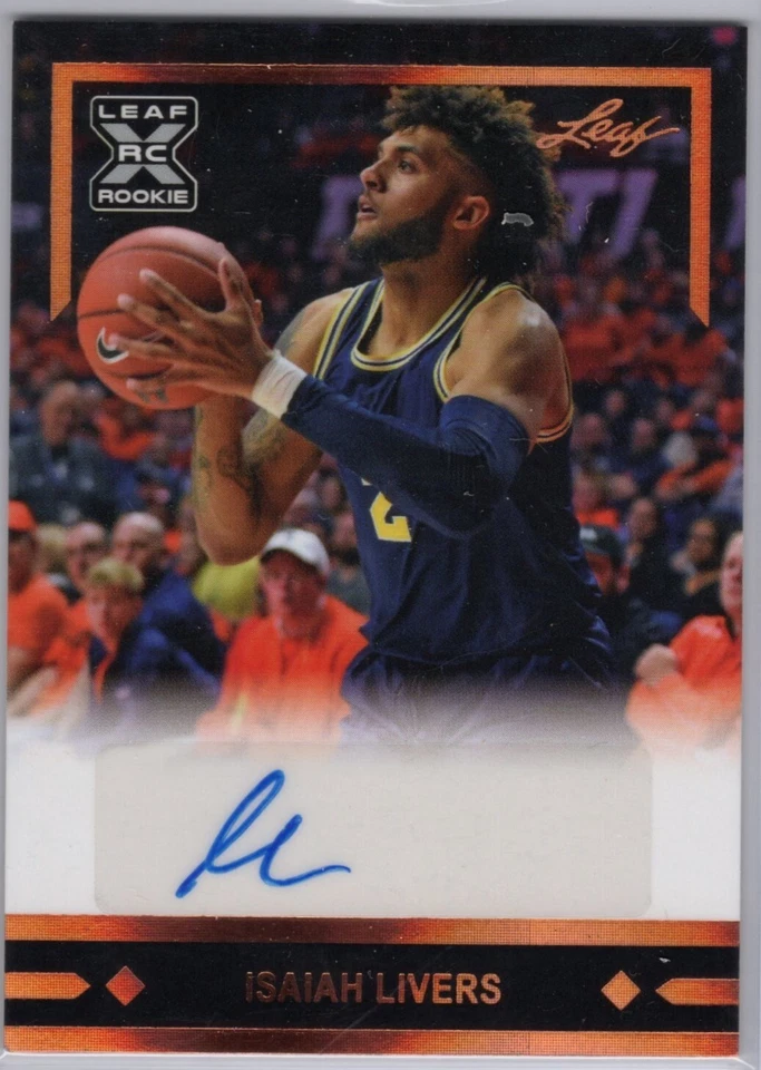 2021-22 Leaf Memories Basketball Isaiah Livers Gold Auto Michigan Detroit 🔥 - Image 1 of 2