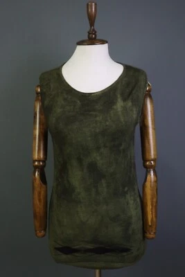 SAVE THE QUEEN Green Wool Bodycon Lightweight Tank Top Shirt Size S - Image 1 of 4
