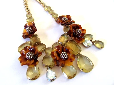 Collar Flor Cristal Tortuga J.Crew Multi Luz Chapado en Buey Dorado Foto 1 de 4