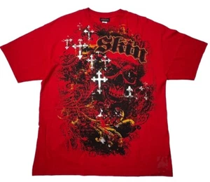 Vintage Skin Industries Double Sided Graphic Grunge Shirt XL Y2K Skull Cross - Bild 1 von 11