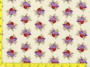 Dunkelrote & lila Blattsträuße auf Creme Meterware CSHLEA04720 - Bild 1 von 1