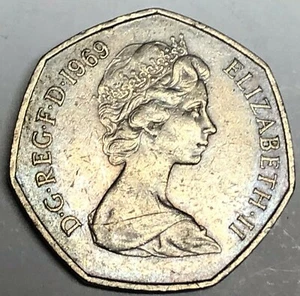 # C3501    GREAT BRITAIN     COIN,     50 NEW PENCE  1969 - Picture 1 of 2