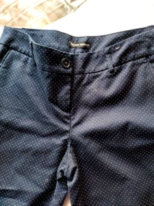 Hilary Radley Women's Size 4 stretch dress pants Navy with polka dots - Picture 1 of 11