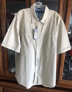 Tommy Hilfiger Men’s Button Up Khaki Shirt Short Sleeve Casual XL Cotton NWT - Picture 1 of 21