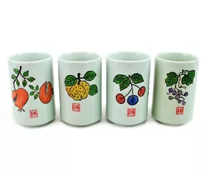 Juego de 4 tazas de té de cerámica de porcelana japonesa diseño de fruta de temporada 8 onzas - Imagen 1 de 6